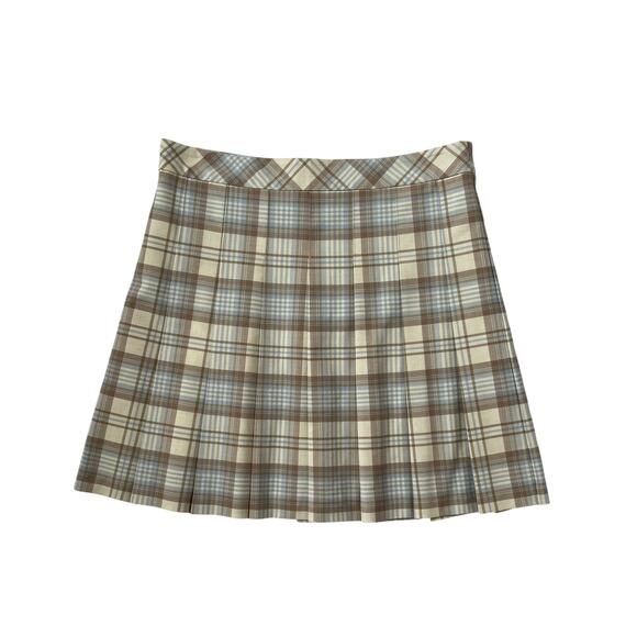Sunday Best Dresses & Skirts - Aritzia Sunday Best Plaid Pleated Mini Skirt - Blue Brown Cream - Size 10